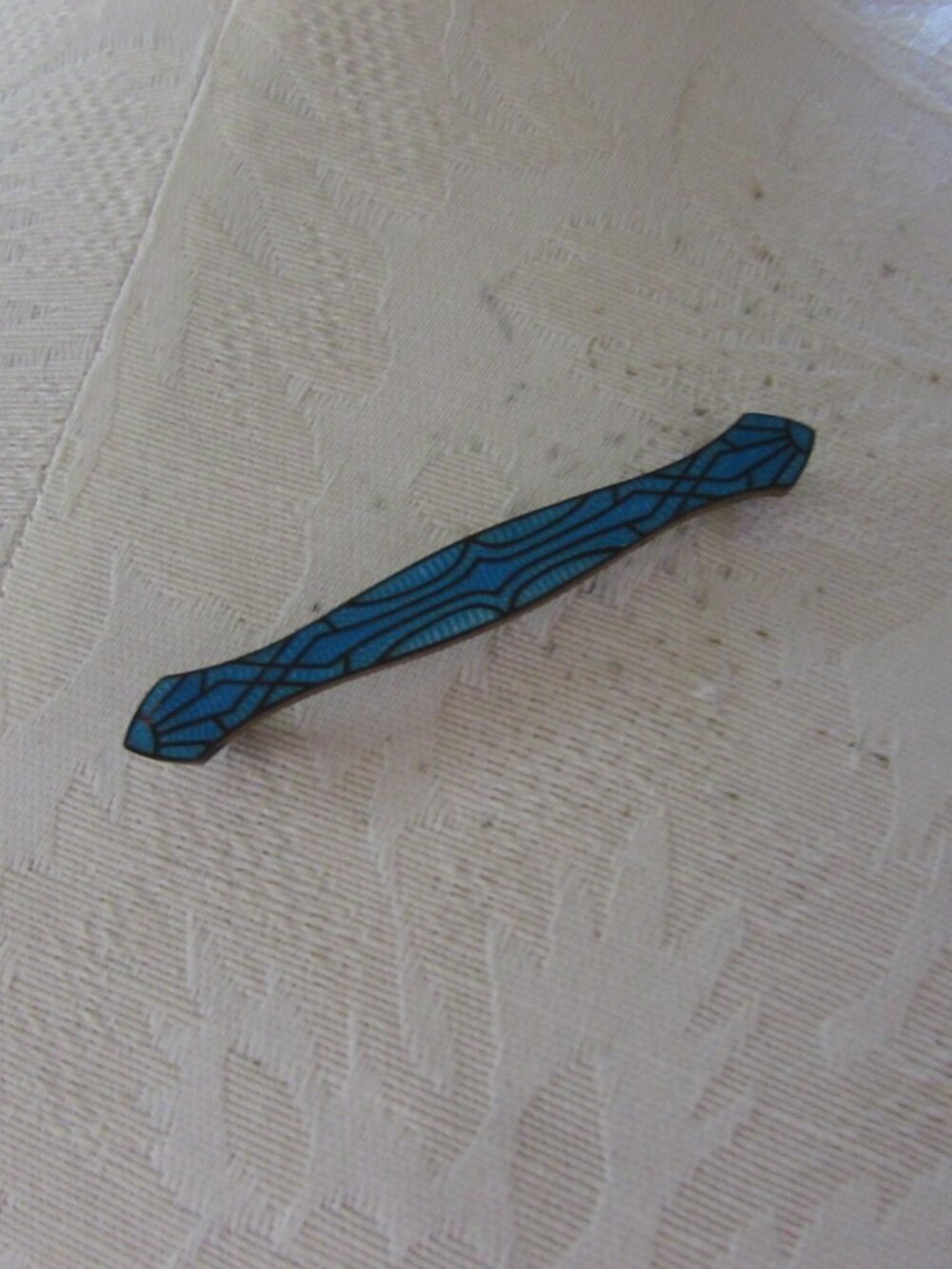 Antique Bar Pin Cornflower Blue Enamel